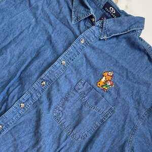 Vintage Kelloggs Tony the Tiger & Keebler Coat Denim Shirt size 2X Embroidered